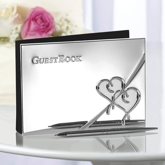 *NEW* LENOX Silver Guestbook with Pen - TRUE LOVE 💗 - Picture 1 of 5